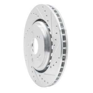 Acura MDX Brake Rotor (1) - Front Right - R1 Concepts - Drilled & Slotted - Silver - `14-`20